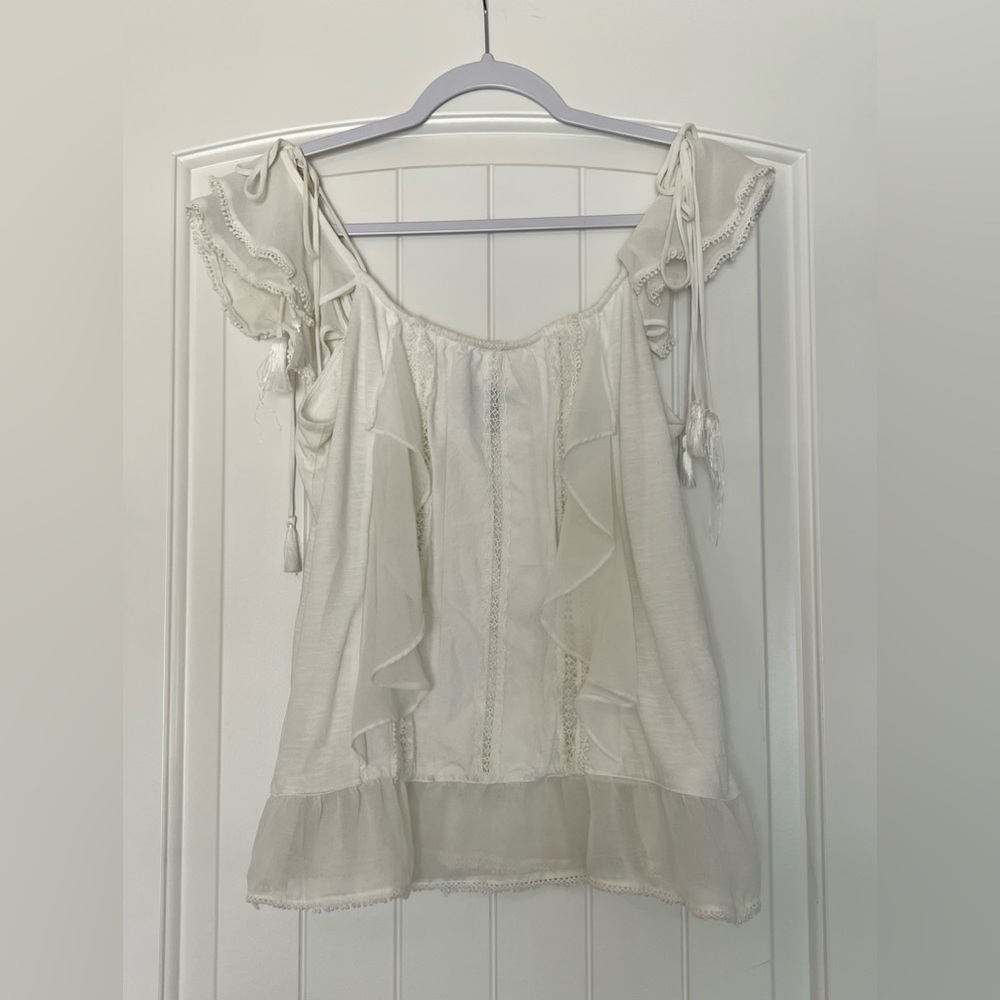 White House | Black Market White Cottagecore Blouse